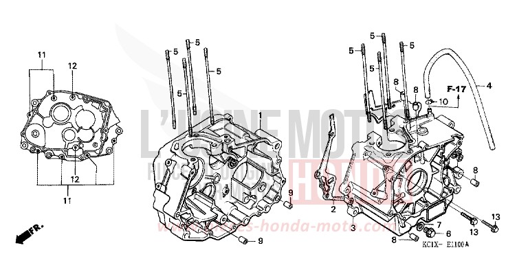 KURBELGEHAEUSE von CB1300 Super Bold'or ABS LUMINOUS RED (R123) von 1982